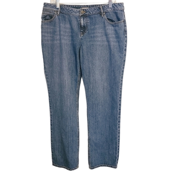 J. Jill | Women's Slightly Distressed Straight Leg Jeans (Size 12) - Picture 1 of 11